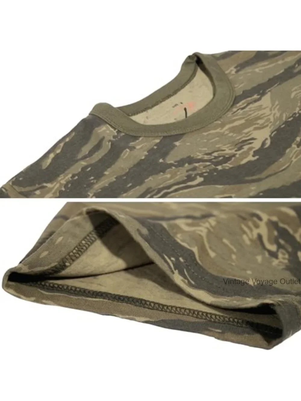 Vintage Camo Short Sleeve T-Shirt for Men - Polycotton Blend - Crew Neck Pull On
